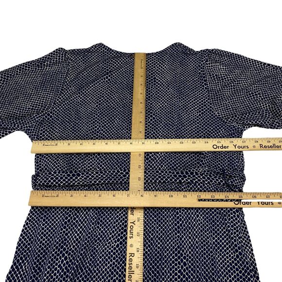 Michael Kors Sheath Dress Womens Medium Navy White Fringing Short Sleeve $135 - Picture 4 of 16